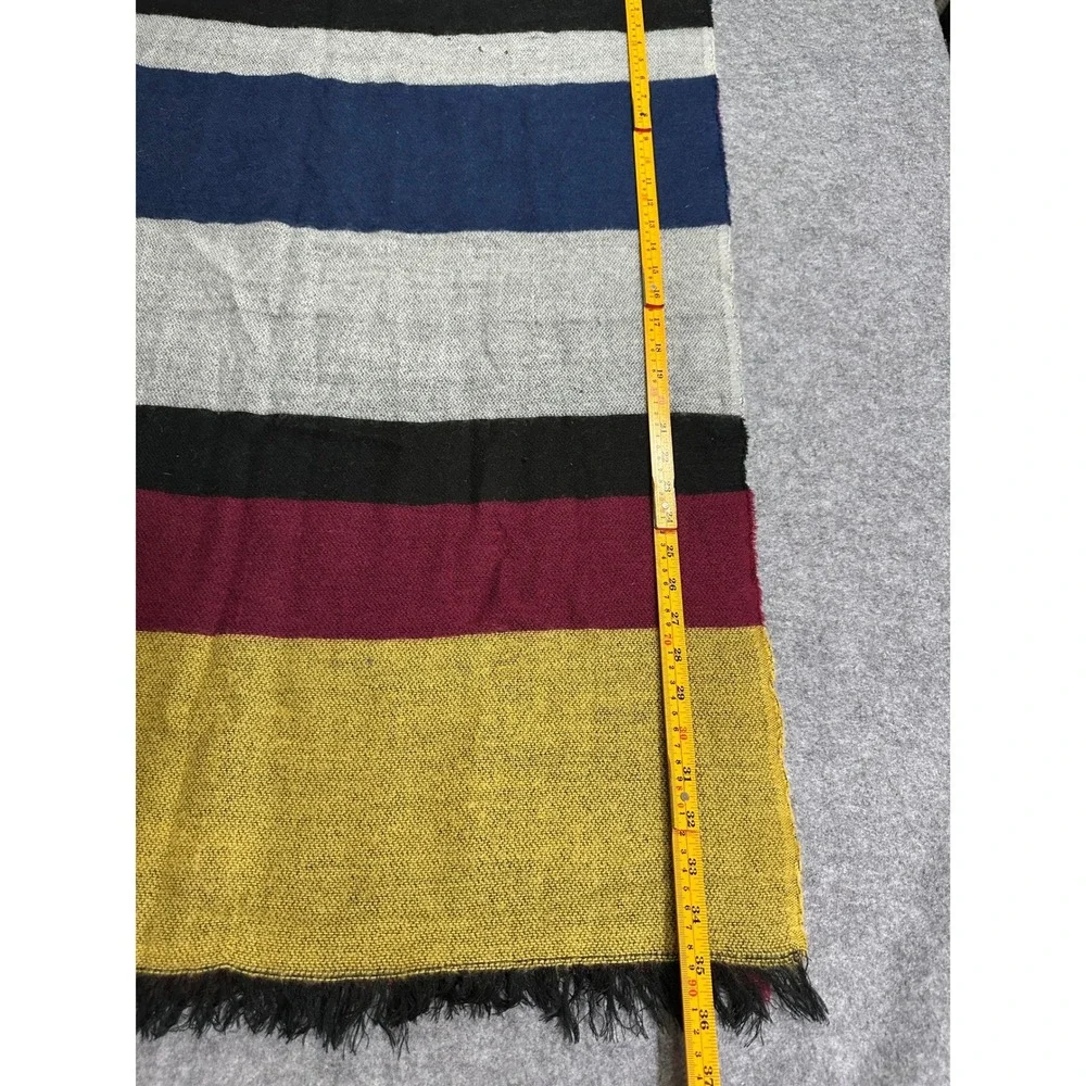 Merona Striped Blanket Scarf‎ One Size Multicolor Acrylic Oversized Fringe